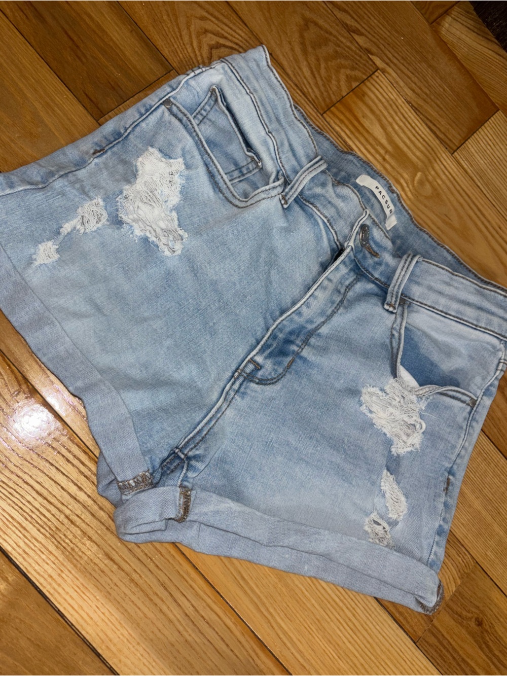 Light Blue Distressed Pacsun Denim Shorts